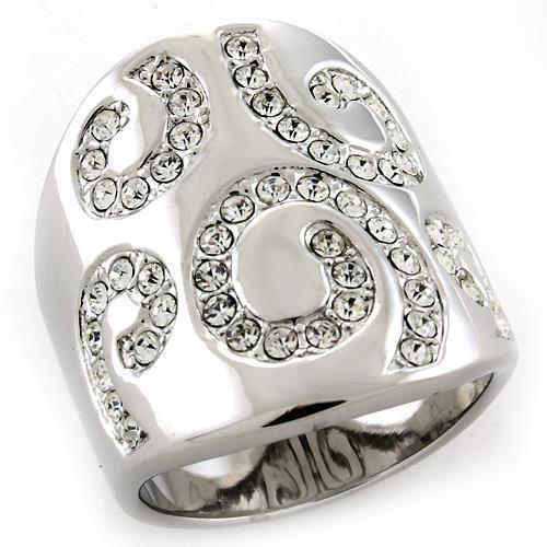 LOAS1074 - Rhodium 925 Sterling Silver Ring with Top Grade Crystal  in Clear - Joyeria Lady