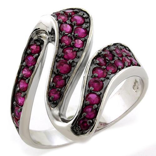 LOAS1082 - IP Black(Ion Plating) 925 Sterling Silver Ring with AAA Grade CZ  in Siam - Joyeria Lady