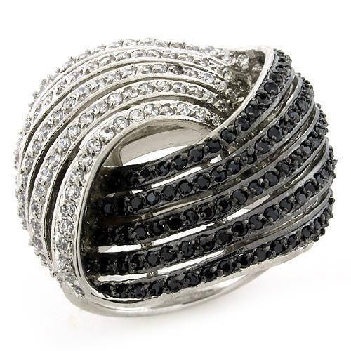 LOAS1097 - Rhodium + Ruthenium 925 Sterling Silver Ring with AAA Grade CZ  in Multi Color - Joyeria Lady