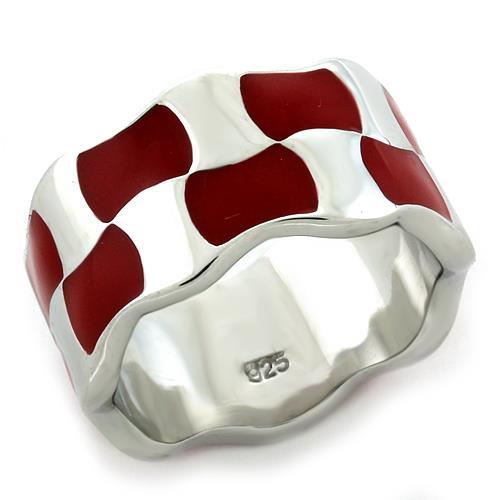 LOAS1125 - Rhodium 925 Sterling Silver Ring with No Stone - Joyeria Lady