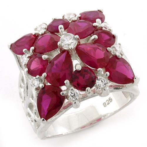 LOAS1128 High-Polished 925 Sterling Silver Ring with AAA Grade CZ in Siam