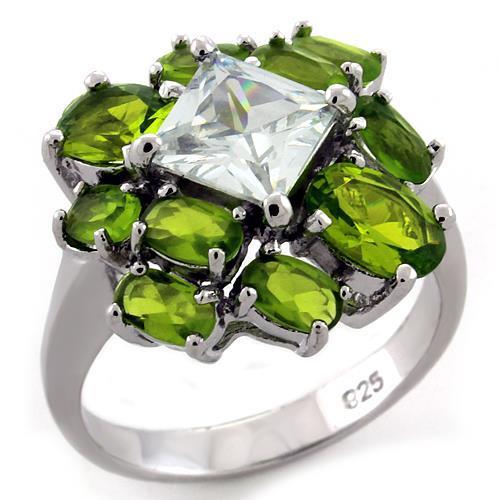 LOAS1130 - Rhodium 925 Sterling Silver Ring with AAA Grade CZ  in Clear - Joyeria Lady