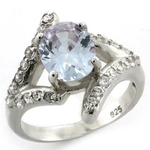 LOAS1135 - High-Polished 925 Sterling Silver Ring with AAA Grade CZ  in Light Amethyst - Joyeria Lady