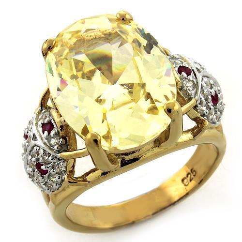 LOAS1143 - Gold 925 Sterling Silver Ring with AAA Grade CZ  in Citrine - Joyeria Lady
