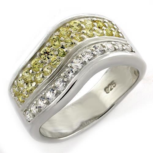 LOAS1144 - High-Polished 925 Sterling Silver Ring with AAA Grade CZ  in Citrine - Joyeria Lady