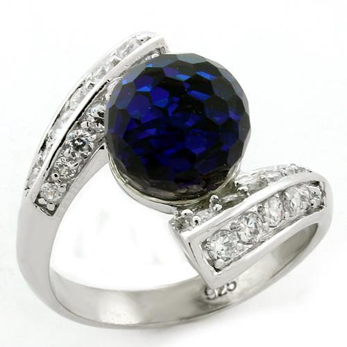 LOAS1145 - Rhodium 925 Sterling Silver Ring with Top Grade Crystal  in Clear - Joyeria Lady