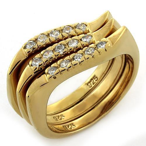 LOAS1150 Gold 925 Sterling Silver Ring with AAA Grade CZ in Clear