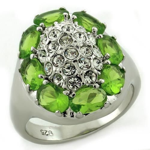 LOAS1153 - High-Polished 925 Sterling Silver Ring with AAA Grade CZ  in Clear - Joyeria Lady