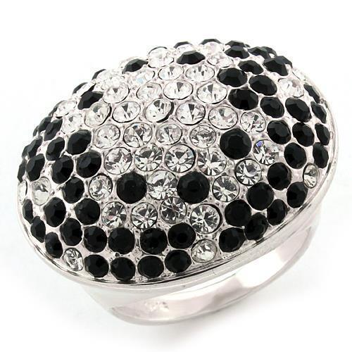 LOAS1160 - High-Polished 925 Sterling Silver Ring with Top Grade Crystal  in Multi Color - Joyeria Lady