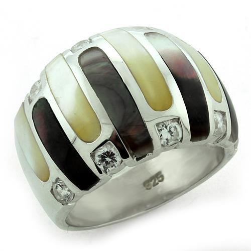 LOAS1167 - High-Polished 925 Sterling Silver Ring with Precious Stone Conch in Multi Color - Joyeria Lady