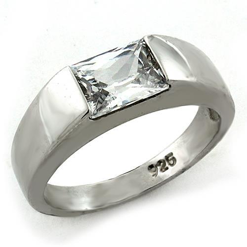 LOAS1179 Rhodium 925 Sterling Silver Ring with AAA Grade CZ in Clear