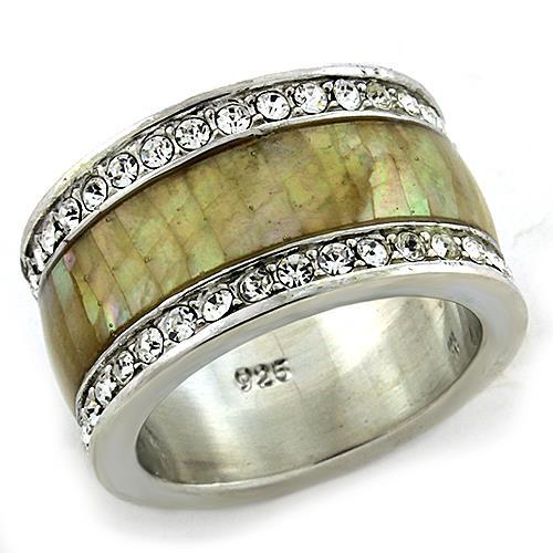 LOAS1180 - Rhodium 925 Sterling Silver Ring with Precious Stone Conch in Multi Color - Joyeria Lady
