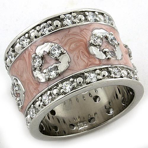 LOAS1181 - Rhodium 925 Sterling Silver Ring with AAA Grade CZ  in Clear - Joyeria Lady