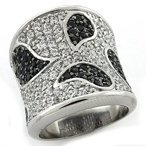 LOAS1182 - Reverse Two-Tone 925 Sterling Silver Ring with AAA Grade CZ  in Multi Color - Joyeria Lady