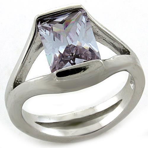 LOAS1185 - Rhodium 925 Sterling Silver Ring with AAA Grade CZ  in Amethyst - Joyeria Lady