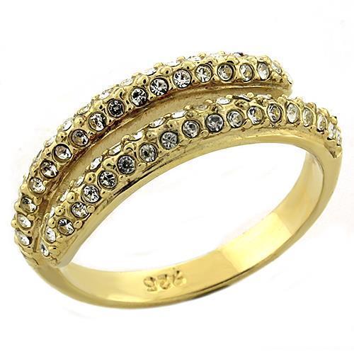 LOAS1224 - Gold 925 Sterling Silver Ring with AAA Grade CZ  in Clear - Joyeria Lady