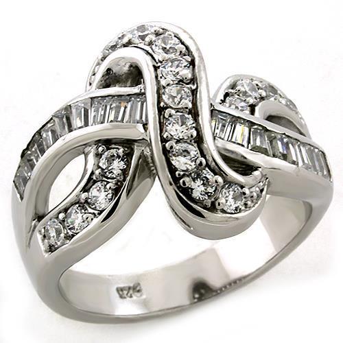 LOAS1304 Rhodium 925 Sterling Silver Ring with AAA Grade CZ in Clear