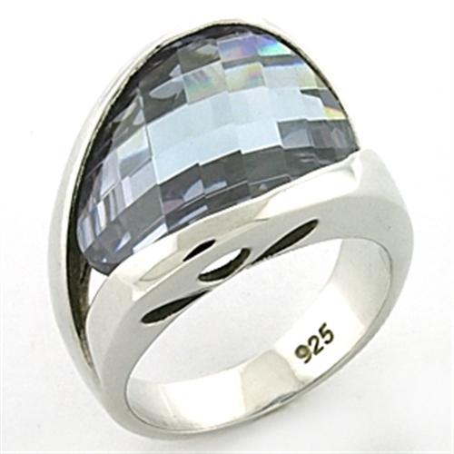 LOAS774 - Rhodium 925 Sterling Silver Ring with AAA Grade CZ  in Light Amethyst - Joyeria Lady
