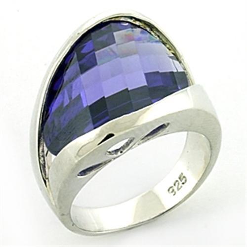 LOAS777 - Rhodium 925 Sterling Silver Ring with AAA Grade CZ  in Amethyst - Joyeria Lady