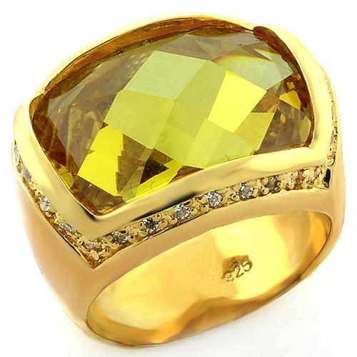 LOAS819 - Gold 925 Sterling Silver Ring with AAA Grade CZ  in Topaz - Joyeria Lady