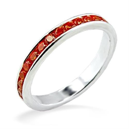 LOAS829 - High-Polished 925 Sterling Silver Ring with AAA Grade CZ  in Orange - Joyeria Lady