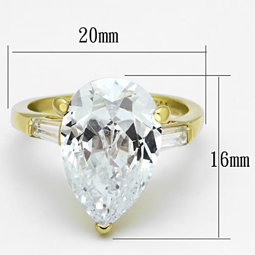 LOAS867 - Gold 925 Sterling Silver Ring with AAA Grade CZ  in Clear - Joyeria Lady
