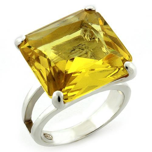 LOAS871 - High-Polished 925 Sterling Silver Ring with AAA Grade CZ  in Citrine - Joyeria Lady