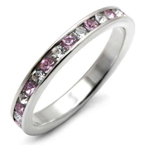 LOAS911 - High-Polished 925 Sterling Silver Ring with Top Grade Crystal  in Light Amethyst - Joyeria Lady