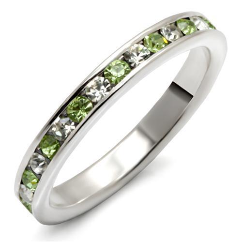 LOAS912 - High-Polished 925 Sterling Silver Ring with Top Grade Crystal  in Peridot - Joyeria Lady