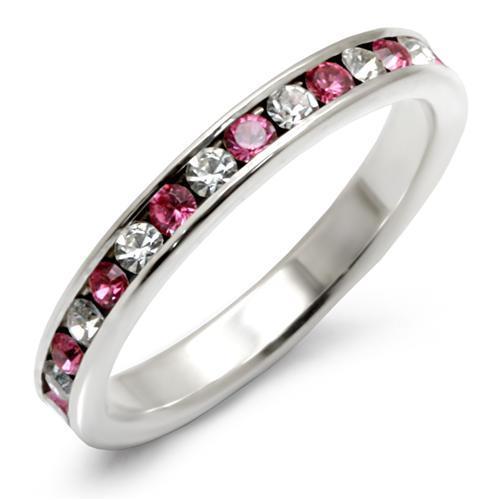 LOAS913 - High-Polished 925 Sterling Silver Ring with Top Grade Crystal  in Rose - Joyeria Lady