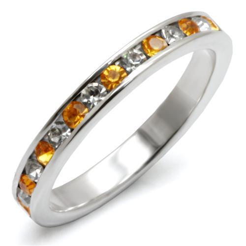 LOAS914 - High-Polished 925 Sterling Silver Ring with Top Grade Crystal  in Topaz - Joyeria Lady