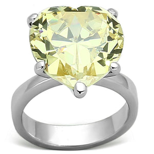 LOAS947 - Rhodium 925 Sterling Silver Ring with AAA Grade CZ  in Citrine Yellow - Joyeria Lady