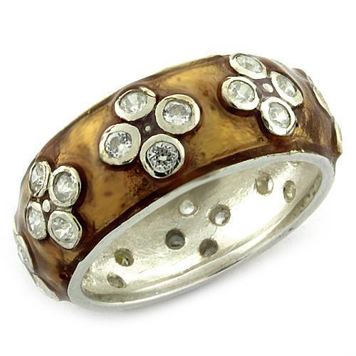 LOAS992 - Rhodium 925 Sterling Silver Ring with AAA Grade CZ  in Clear - Joyeria Lady