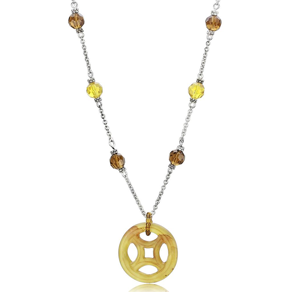 LOS027 Silver 925 Sterling Silver Necklace with Synthetic in Multi Color - Joyeria Lady