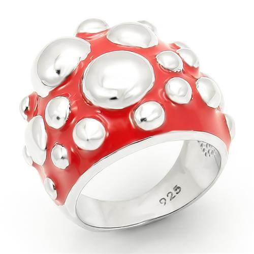 LOS162 - Rhodium 925 Sterling Silver Ring with No Stone - Joyeria Lady
