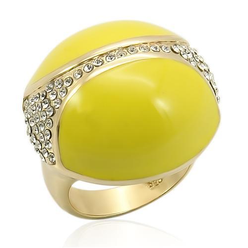 LOS184 - Gold 925 Sterling Silver Ring with Top Grade Crystal  in Clear - Joyeria Lady