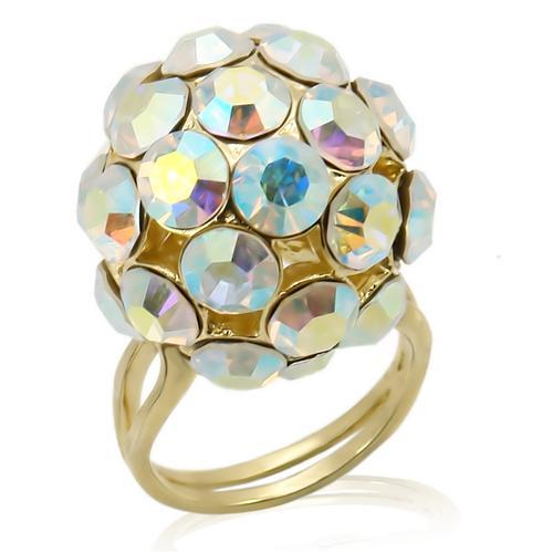 LOS189 - Gold 925 Sterling Silver Ring with Top Grade Crystal  in White - Joyeria Lady