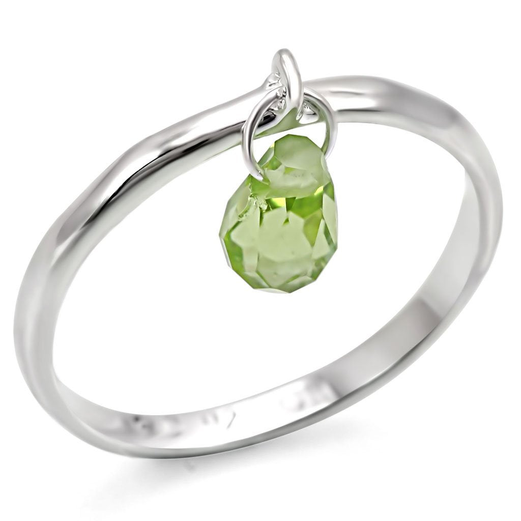 LOS321 - Silver 925 Sterling Silver Ring with Genuine Stone  in Peridot - Joyeria Lady