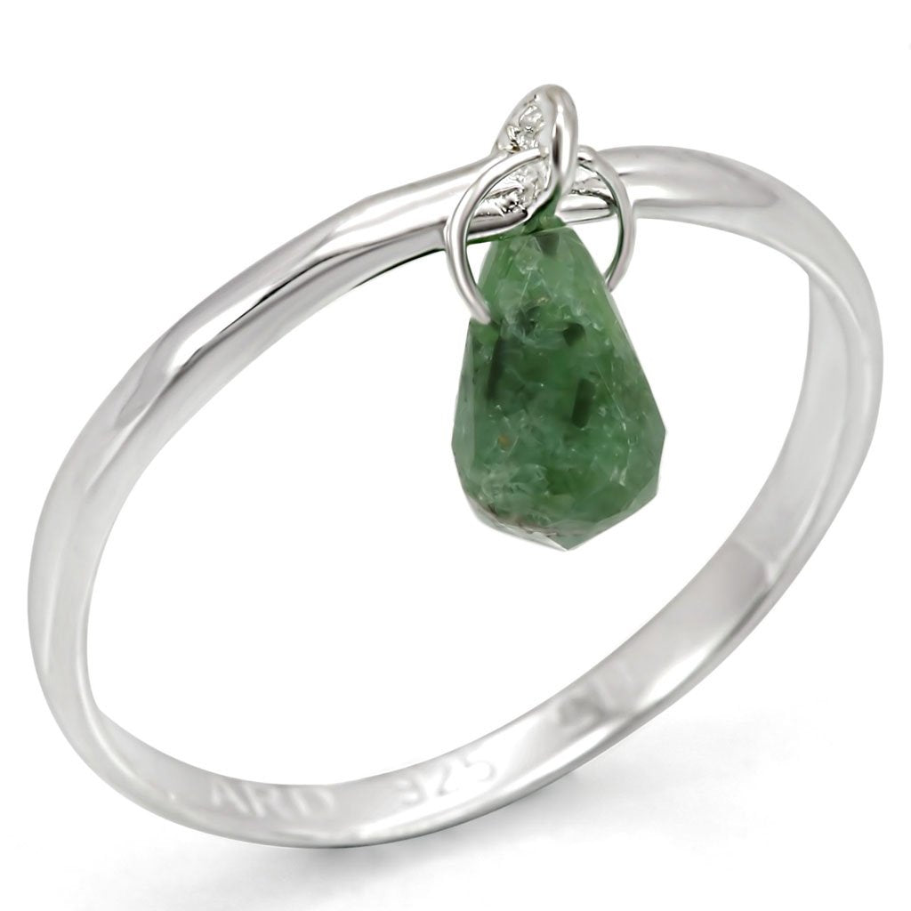 LOS322 - Silver 925 Sterling Silver Ring with Genuine Stone  in Emerald - Joyeria Lady