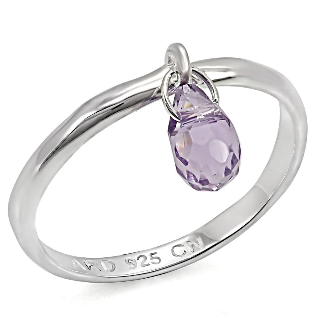 LOS325 - Silver 925 Sterling Silver Ring with Genuine Stone  in Amethyst - Joyeria Lady
