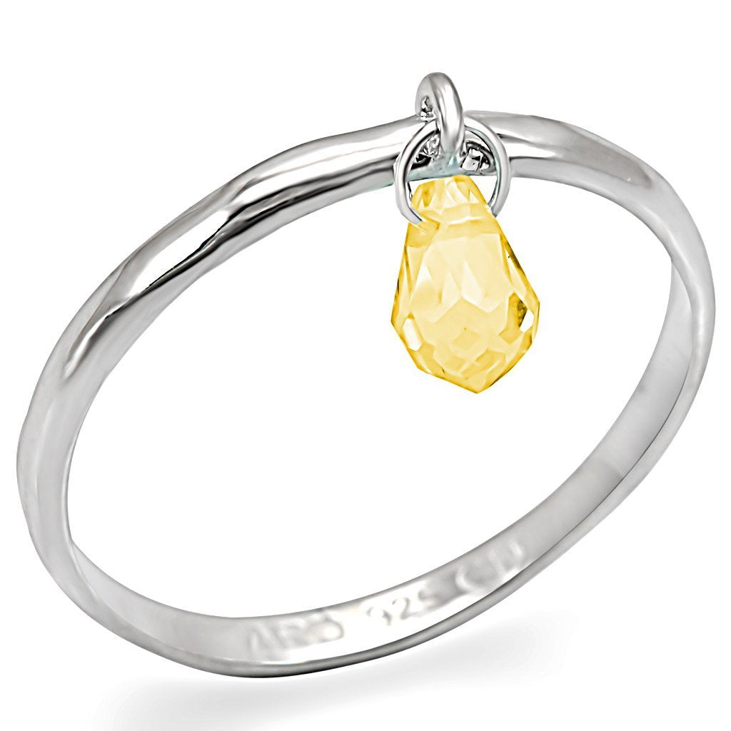 LOS332 - Silver 925 Sterling Silver Ring with Genuine Stone  in Topaz - Joyeria Lady