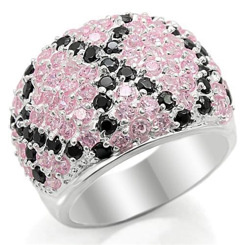 LOS357 - Silver 925 Sterling Silver Ring with AAA Grade CZ  in Multi Color - Joyeria Lady