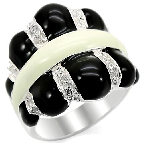 LOS364 - Silver 925 Sterling Silver Ring with AAA Grade CZ  in Clear - Joyeria Lady