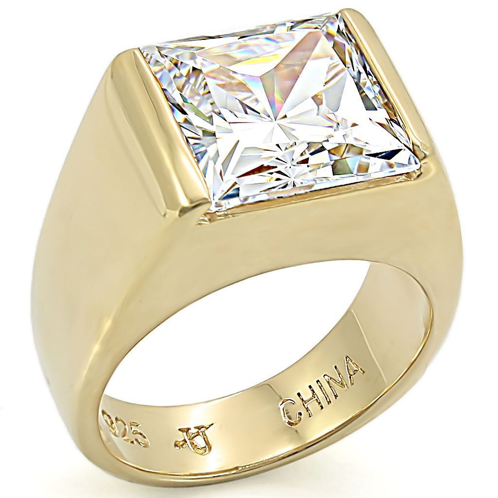 LOS375 - Gold 925 Sterling Silver Ring with AAA Grade CZ  in Clear - Joyeria Lady