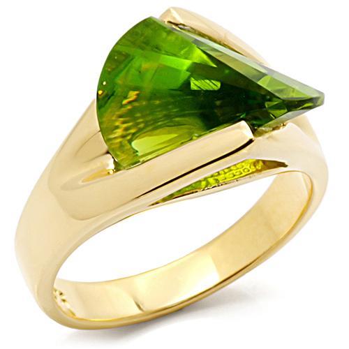 LOS398 - Gold 925 Sterling Silver Ring with Synthetic Spinel in Peridot - Joyeria Lady