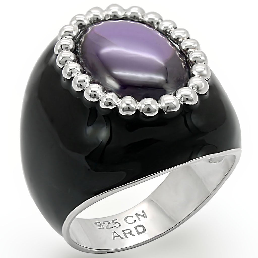 LOS406 - Silver 925 Sterling Silver Ring with AAA Grade CZ  in Amethyst - Joyeria Lady