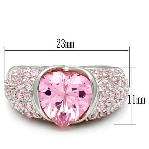LOS533 - Silver 925 Sterling Silver Ring with AAA Grade CZ  in Rose - Joyeria Lady