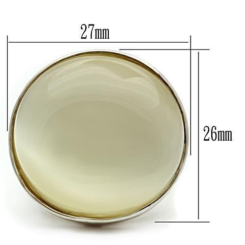 LOS537 - Silver 925 Sterling Silver Ring with Synthetic Cat Eye in White - Joyeria Lady