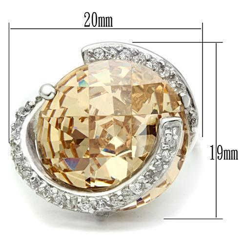 LOS540 - Silver 925 Sterling Silver Ring with AAA Grade CZ  in Champagne - Joyeria Lady