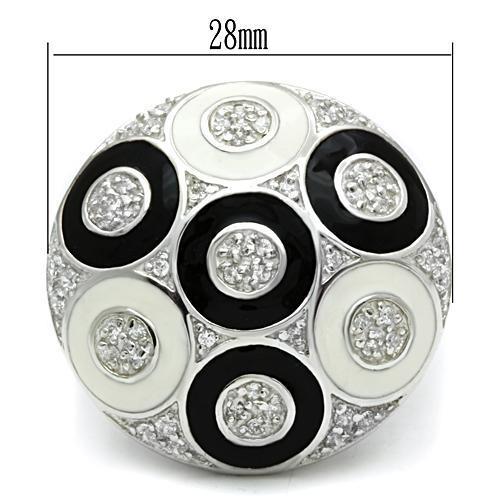 LOS541 - Silver 925 Sterling Silver Ring with AAA Grade CZ  in Clear - Joyeria Lady